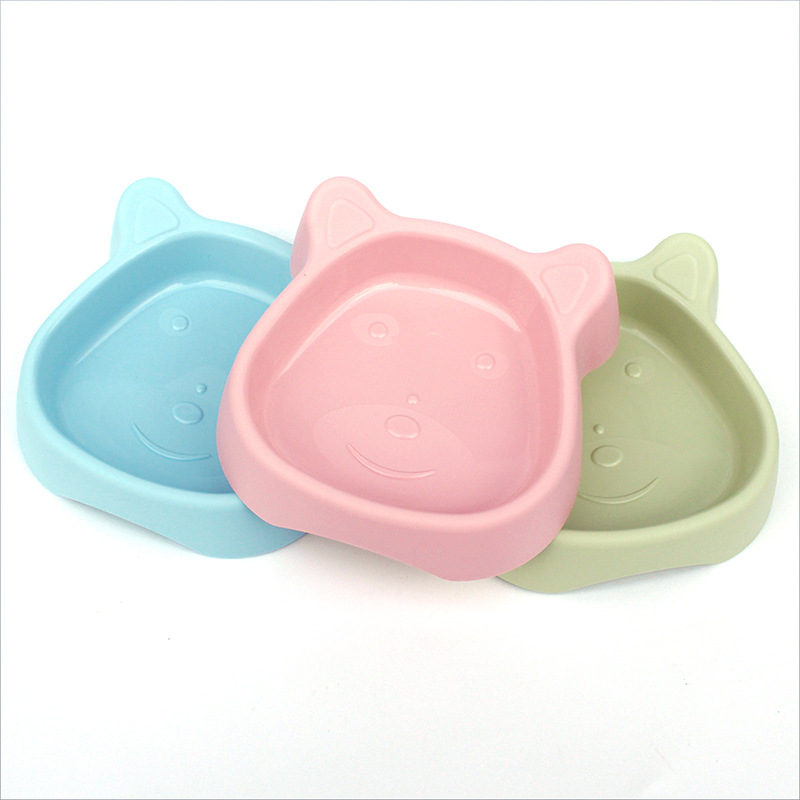 Nuevo tazón para mascotas perro solo tazón oso de dibujos animados PP tazón de plástico gato tazón de arroz comer y beber comida para perros tazón para mascotas
