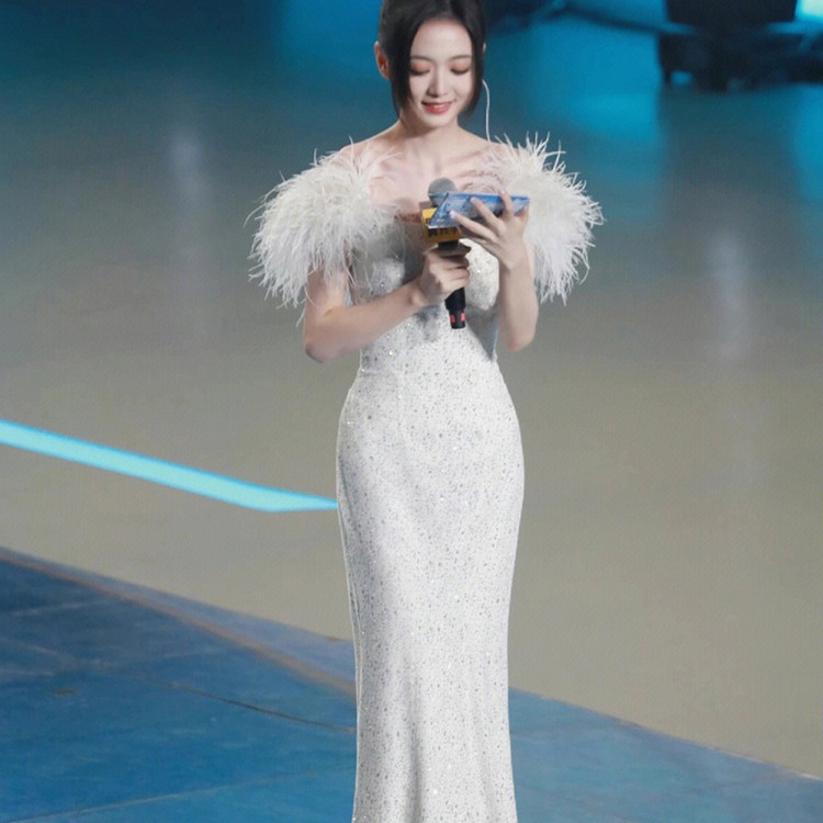 White elegant evening dress