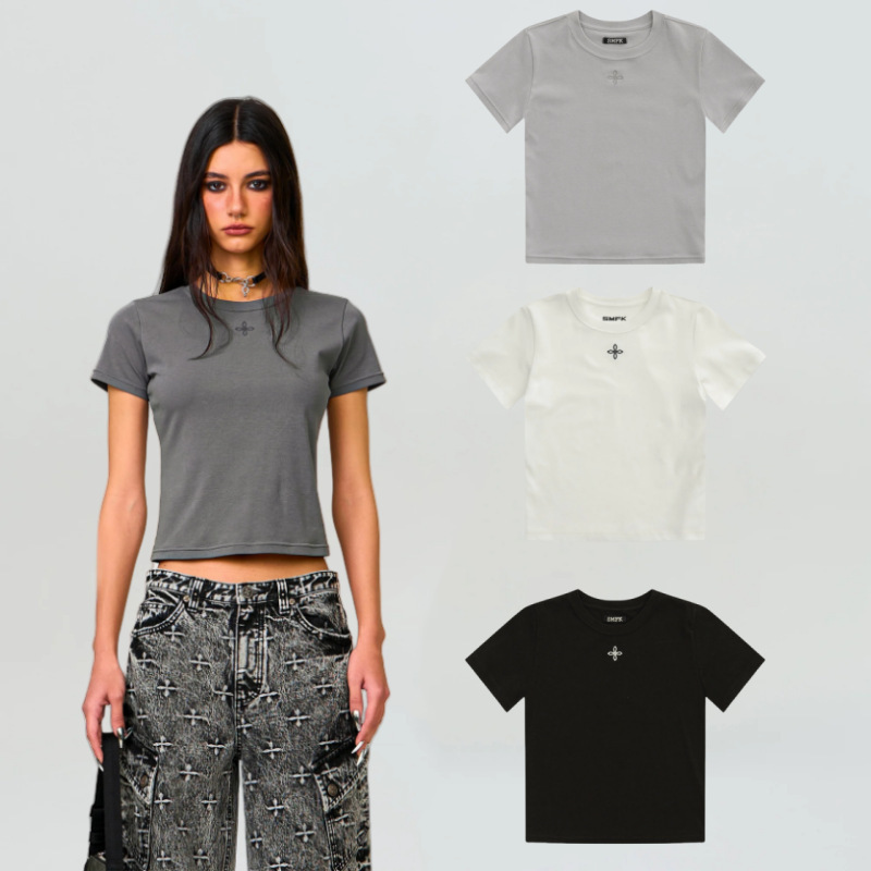 Smfk Classic Cross Lock Chain Slim Sports Tee Four-Color Cotton Short-Sleeved T-Shirt Smfk Classic Cross Lock Chain Slim Sports Tee Four-Color Cotton Short-Sleeved T-Shirt
