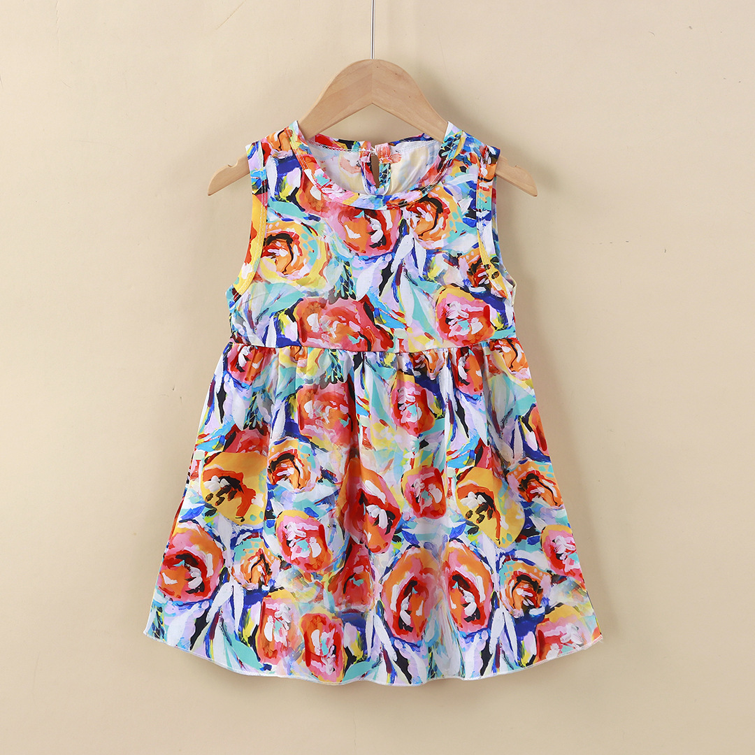 (Wholesale), summer top with cups, sleevless dress, children's girl's skirt, flowered