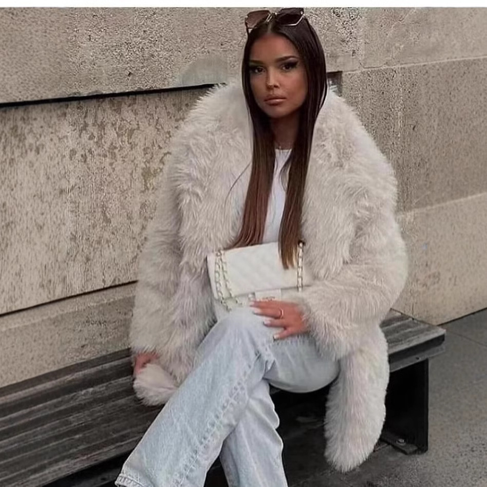 2025 Women's Artificial Fur Warm Medium and Long Coat Thick Coat