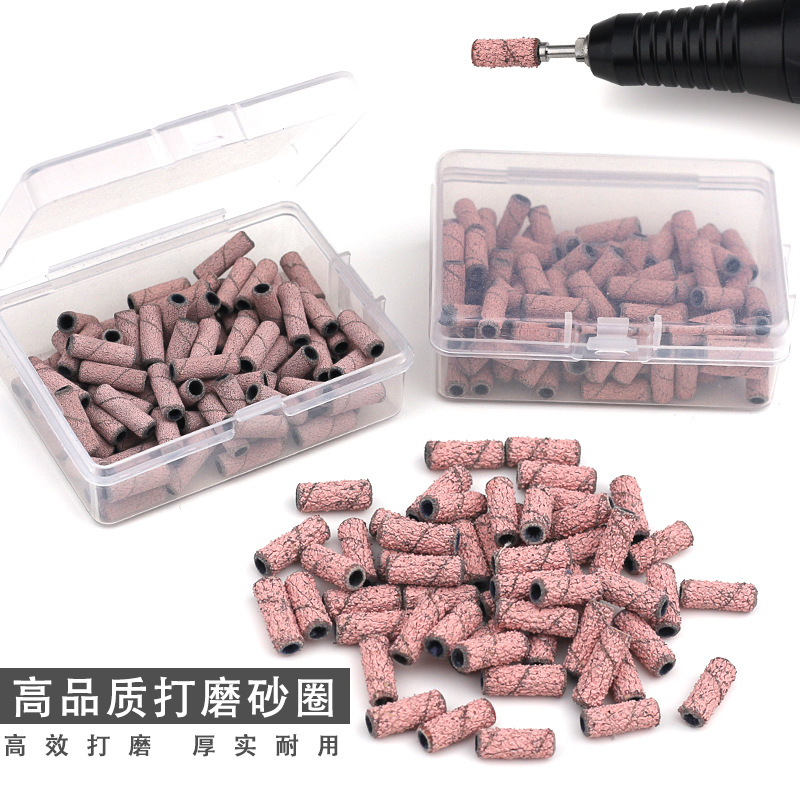 Anillo de arena pequeño para uñas transfronterizo de 3mm, uñas talladas, tratamiento frontal exfoliante, mini anillo de arena rosa pulido