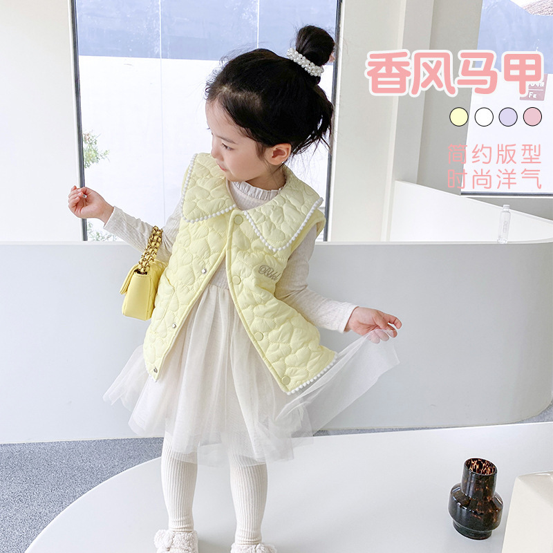 Otoño e invierno nueva niña bebé Chanel Estilo Chaleco forrado de lana engrosada chaleco abrigo