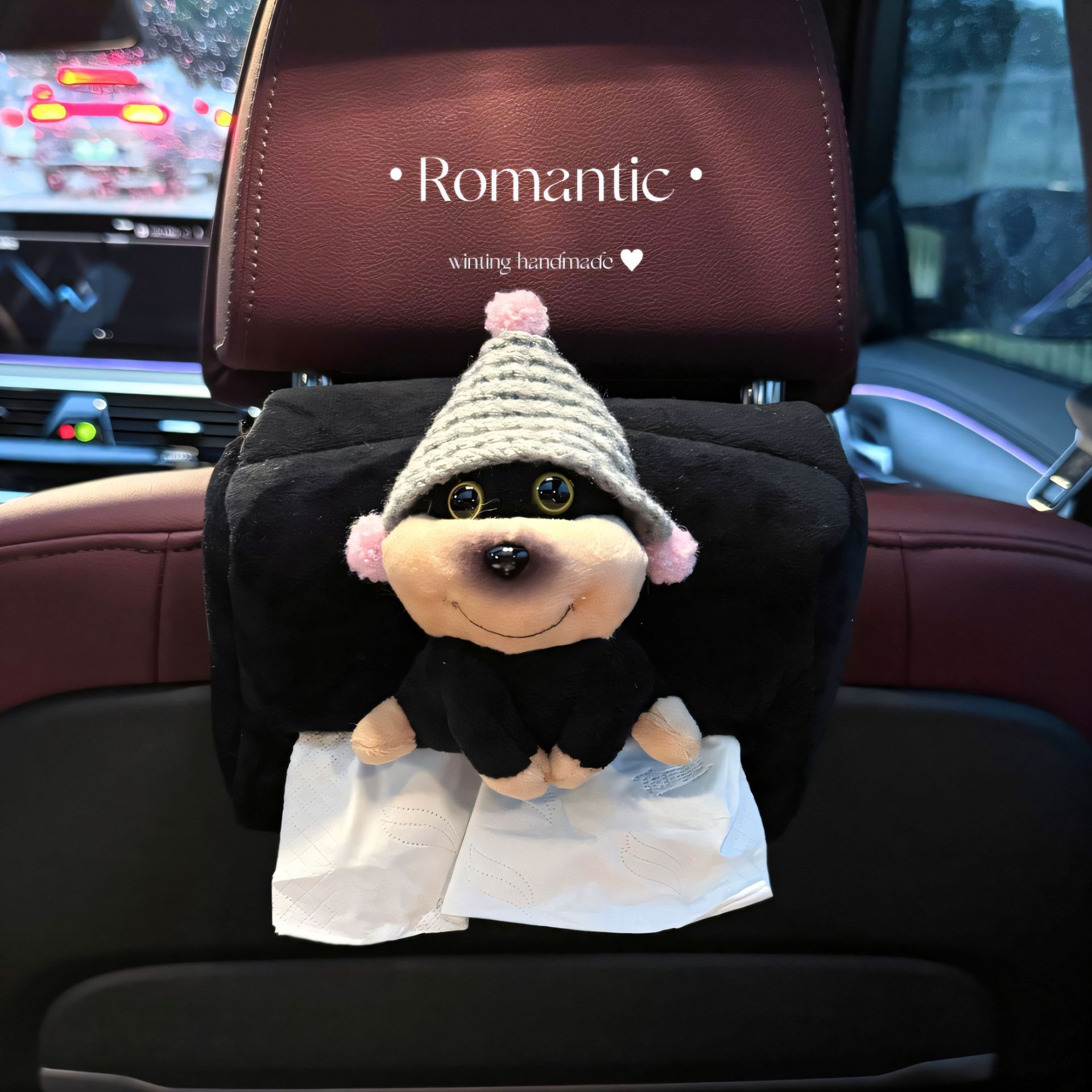 Caja de toallas de automóvil creativa abeja cachorro lindo asiento de automóvil bolsa colgante decoración de joyería de chicas 2025 nuevo image 8