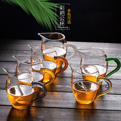 カラー取っ手公道杯高ホウ素シリコン透明ガラスペンギン公杯オフィス工夫茶器分茶器均杯