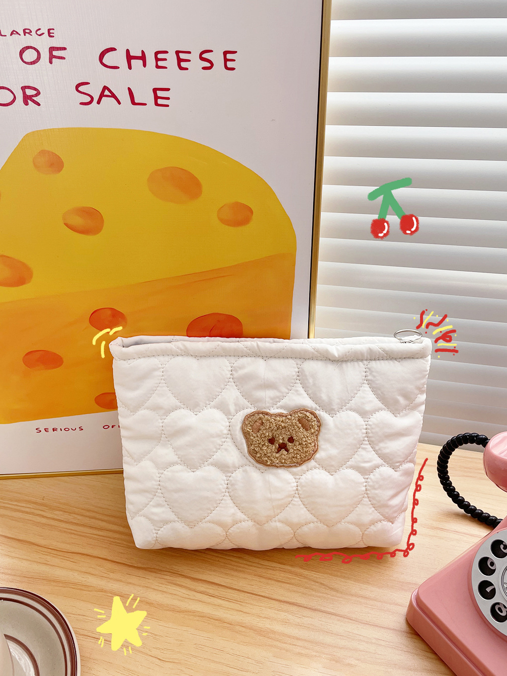 퀼트 러브 베어 메이크업 백-화이트