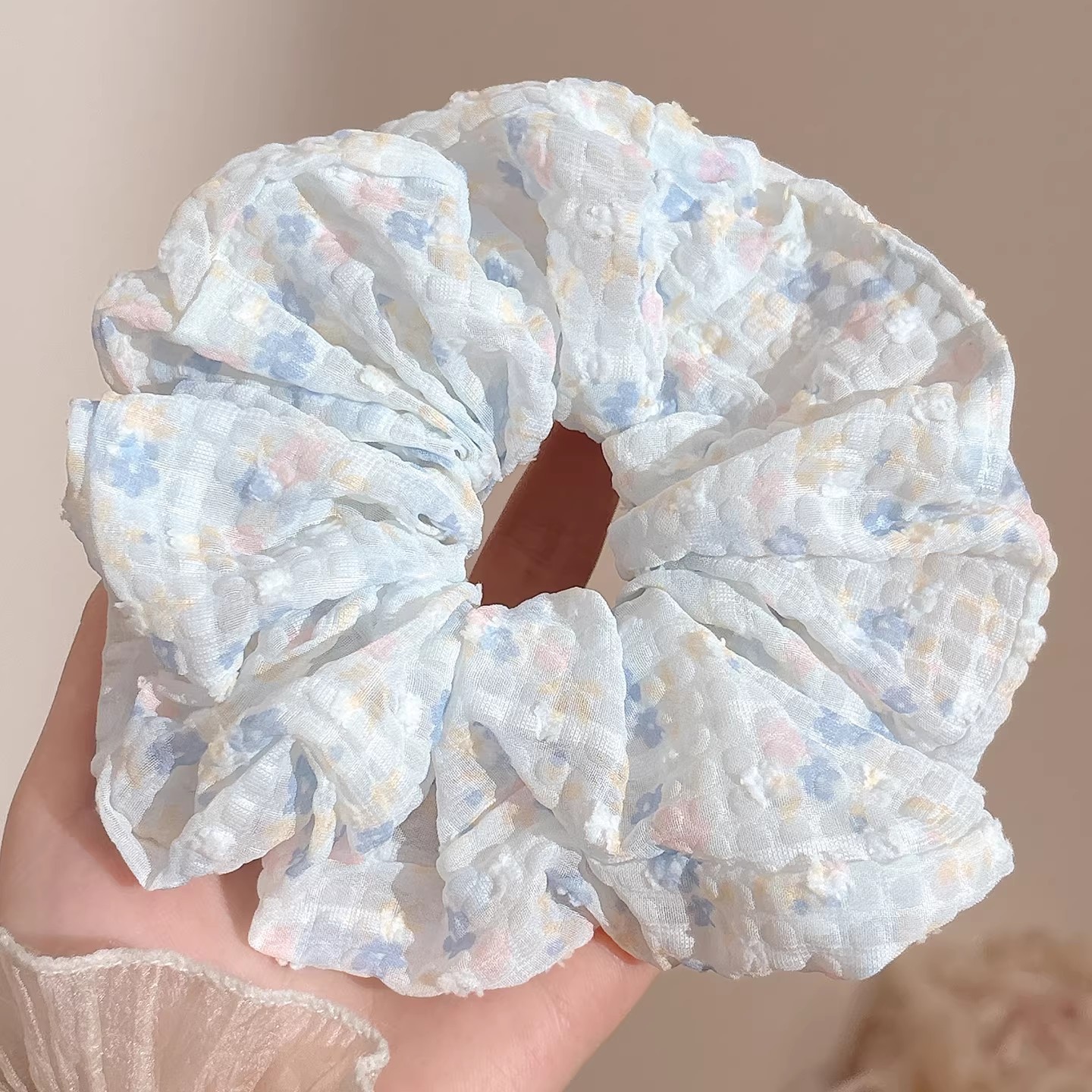 2026 nuevo estilo coreano super grande anillo de pelo intestino grande niñas de alto nivel de sensación de cabello de flores cuerdas de cabello de cordón de goma adornos para el cabello