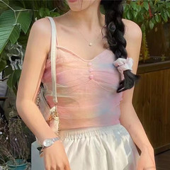 設計感小眾純欲針織吊帶背心短款夏季新款外穿辣妹穿搭無袖女上衣