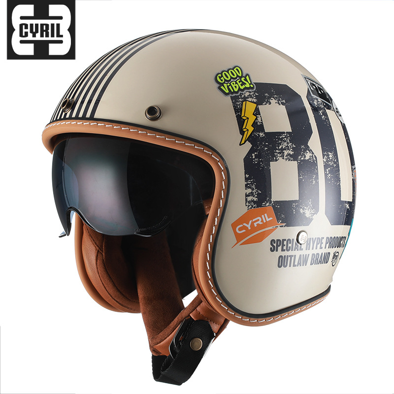 CYRIL casco retro Siro mujer tres cuartos hombre crucero americano verano motocicleta motocicleta medio casco 206