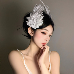 Ins超仙天使の翼Lolita羽クリップ髪飾りヘアピン白黒二色刺繍cos髪飾り女