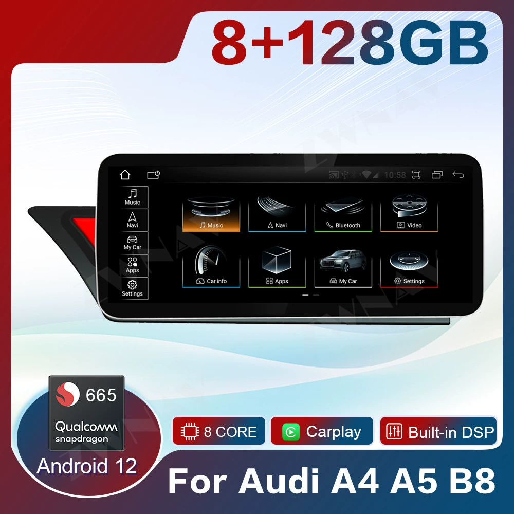 Подходит для Android 4+64GB Audi A4 B8 B7 B6 09-16 центральная система специальная навигация全-в-одном Car GPS