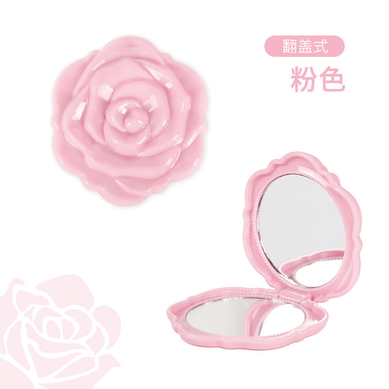 Espejo plegable portátil de doble cara con tapa, ideal para maquillaje y uso escolar o de viaje