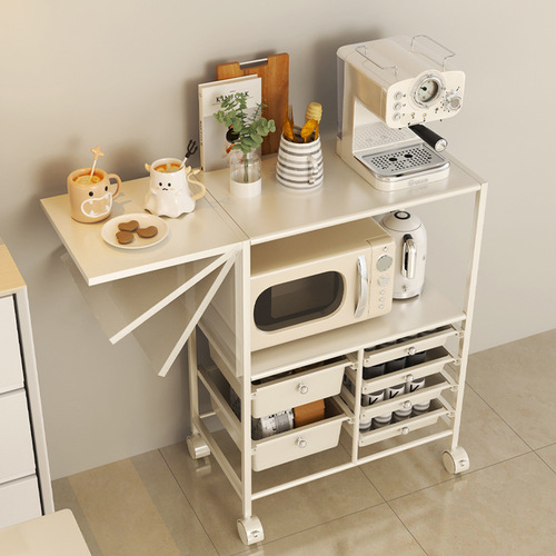 White kitchen storage rack microwave oven rack oven pot storage rack multi-layer shelf household multi-function storage cabinet