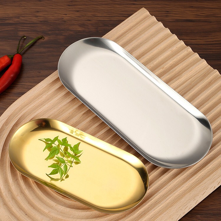 Carefully Selected Stainless Steel Trays, Towel Trays, Oval Trays, Restaurant Jewelry Storage Trays, Flat-Bottomed Gold Small Trays, Storage Trays