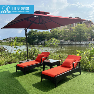 Outdoor Beach Seaside Swimming Pool Leisure Lazy Lounge Chair Outdoor Garden Courtyard Villa Waterproof Sun Protection Rattan Chair Furniture