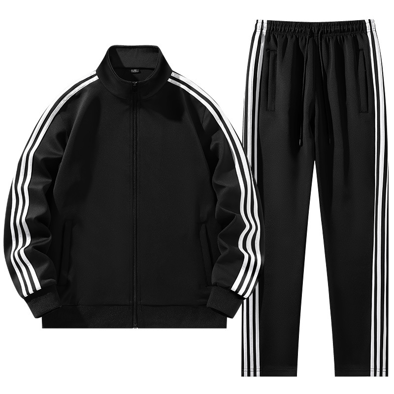 Comercio exterior transfronterizo hombre tres barras collar juego deportivo logotipo personalizado primavera y otoño ocio dos piezas juego de soporte de compra grupal image 5