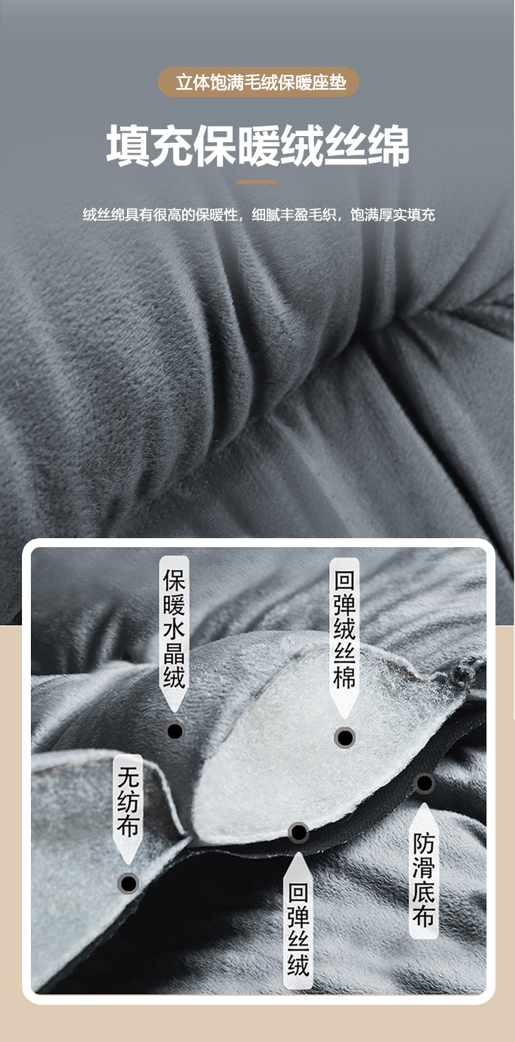 Car Seat Cushion Winter Plush Warm Thickened Single Five-Seat Universal