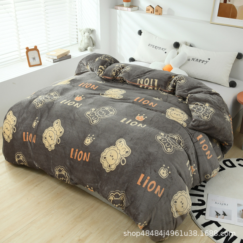 Flange edredón más edredón cubierta doble una sola pieza de lana de coral de doble cara de lana de invierno