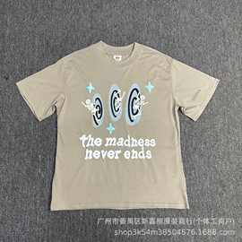 跨境BP潮流发泡字母印花宽松圆领短袖 2024半袖男女休闲款情侣TEE