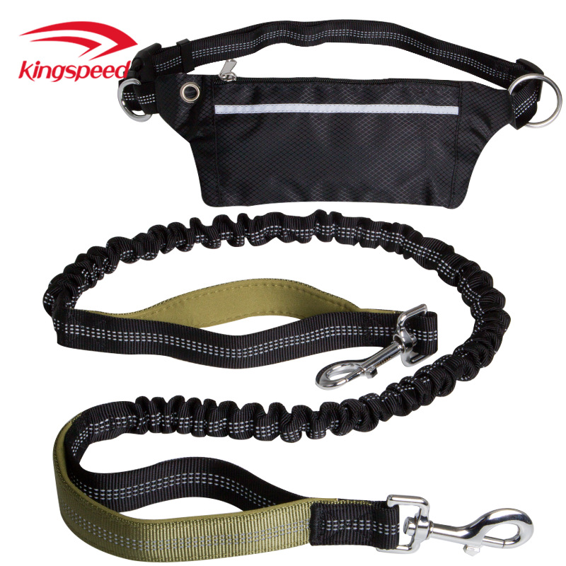 Dongguan kepai corriendo cuerda de tracción con bolsa de cintura cuerda de tracción transfronteriza para mascotas nylon reflexivo perro caminando cuerda de tracción