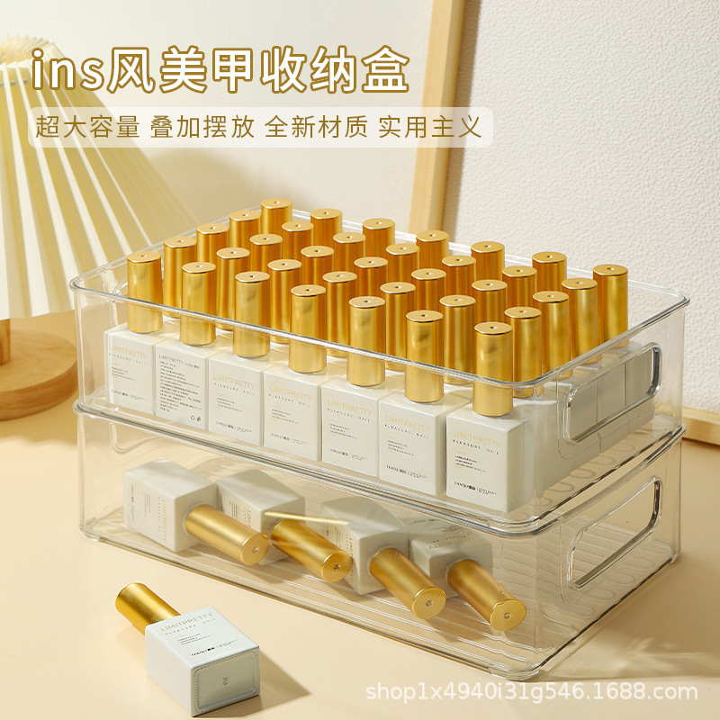 Nail art desktop storage acrylic high permeability nail polish bottle finishing box stowable multi-layer portable tool special