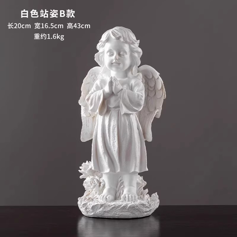 Europa retro niña ángel figura decoración artística artesanía escultura de yeso modelo decoración
