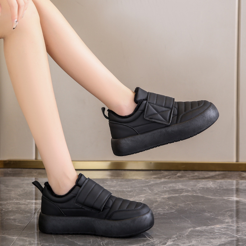 Baskets blanches à scratch pour femme hiver chaussures casual_voghion.com