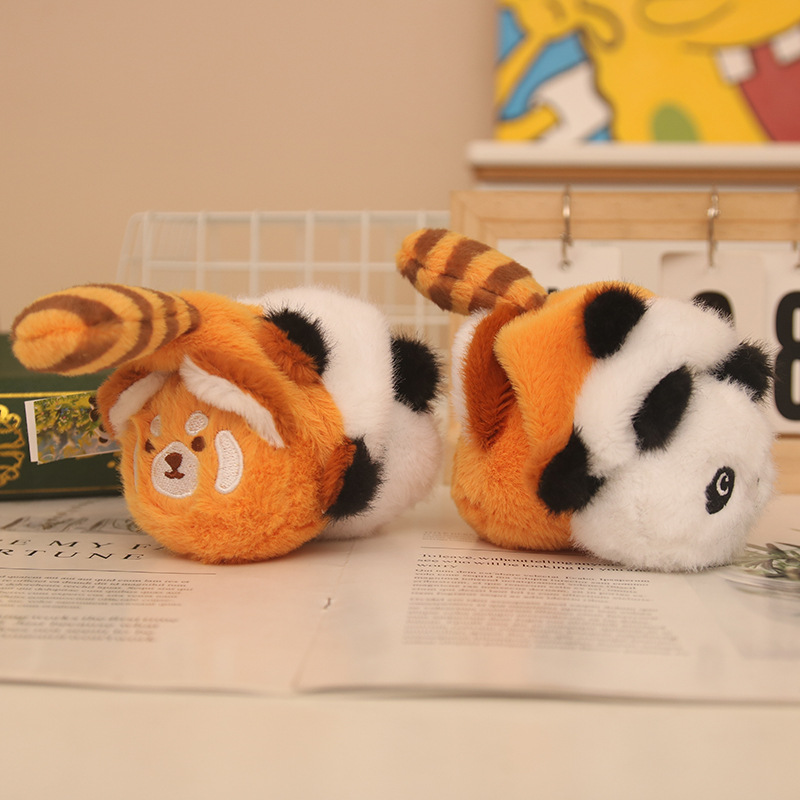 Voltee y conviértase en una muñeca de panda pequeño, muñeco de mapache pequeño, muñeco de muñeca, llavero, juguete de peluche, muñeca de acompañamiento, colgante