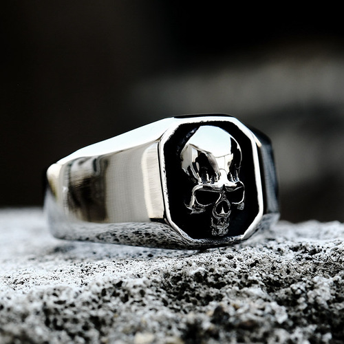 beier foreign trade punk style hip hop skull titanium steel ring manufacturer wholesale new men's stainless steel ring