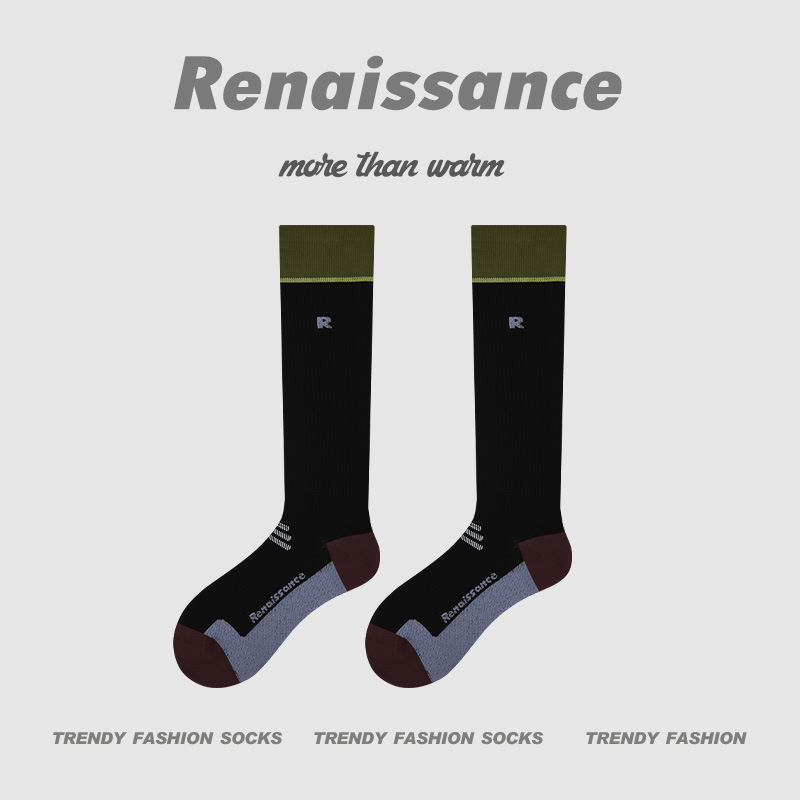 Renaissanceスポーツストレスふくらはぎソックス圧縮フィットネスランニング縄跳びヨガプラティバドミントンソックス|undefined