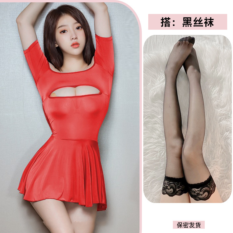 레드 + 블랙 스타킹
