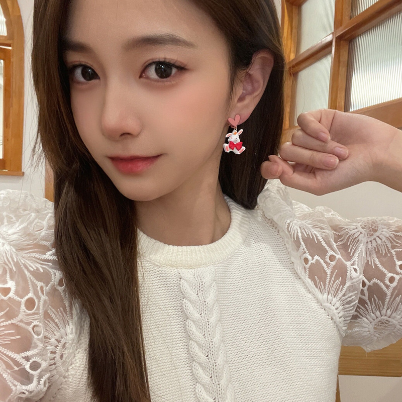 Cute Style Love Mushroom Rabbit Earrings Soft Cute Earrings display picture 10