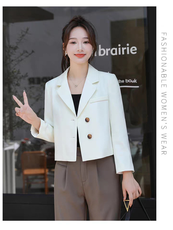 2025新款春秋西服显瘦气质炸街韩版桔色西装外套百搭小个子西服|undefined