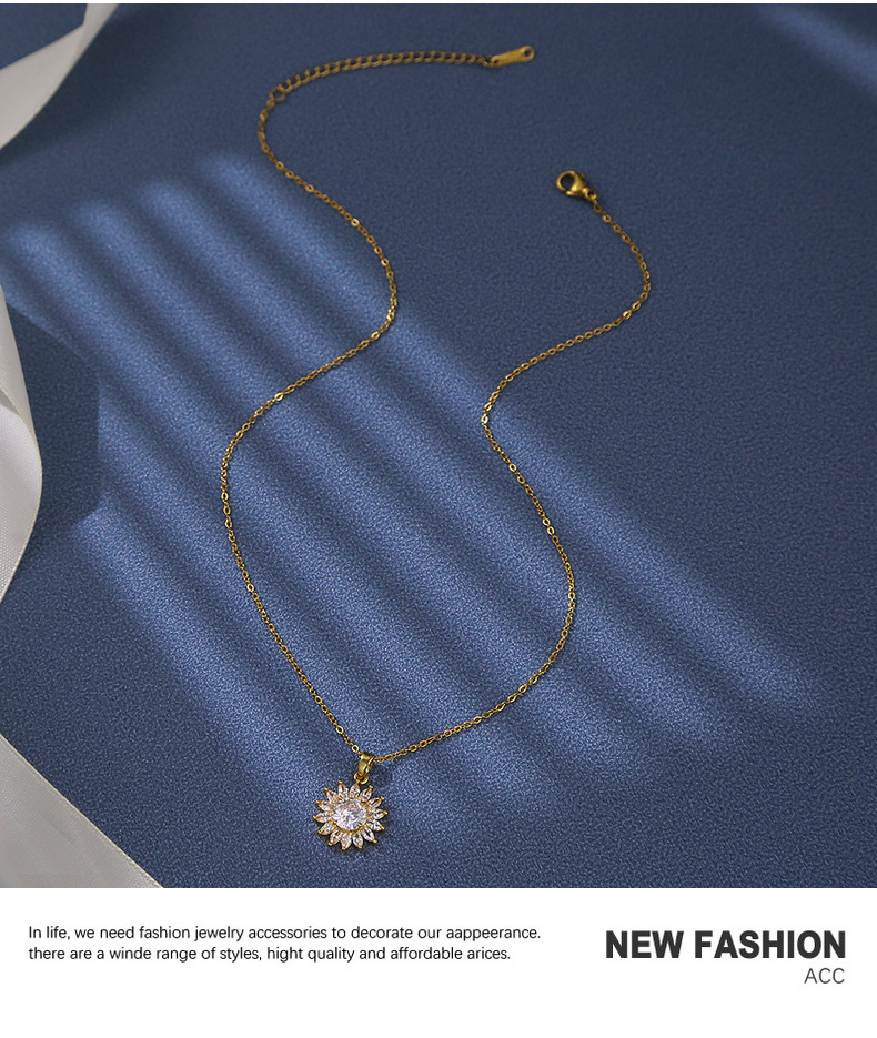 Gold Sunflower Necklace Image 5