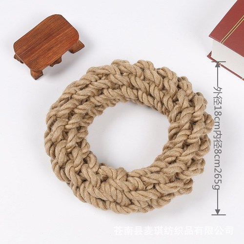 Amazon Pet Toys Wholesale New Bite Resistant Hemp Rope Hoop Dog Toy Interactive Dog Rope Hoop for Medium and Large Dogs