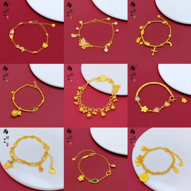 Gold shop with ancient French sand gold god of wealth bear lucky bag bracelet new Chinese light luxury national tide high sense bracelet wholesale