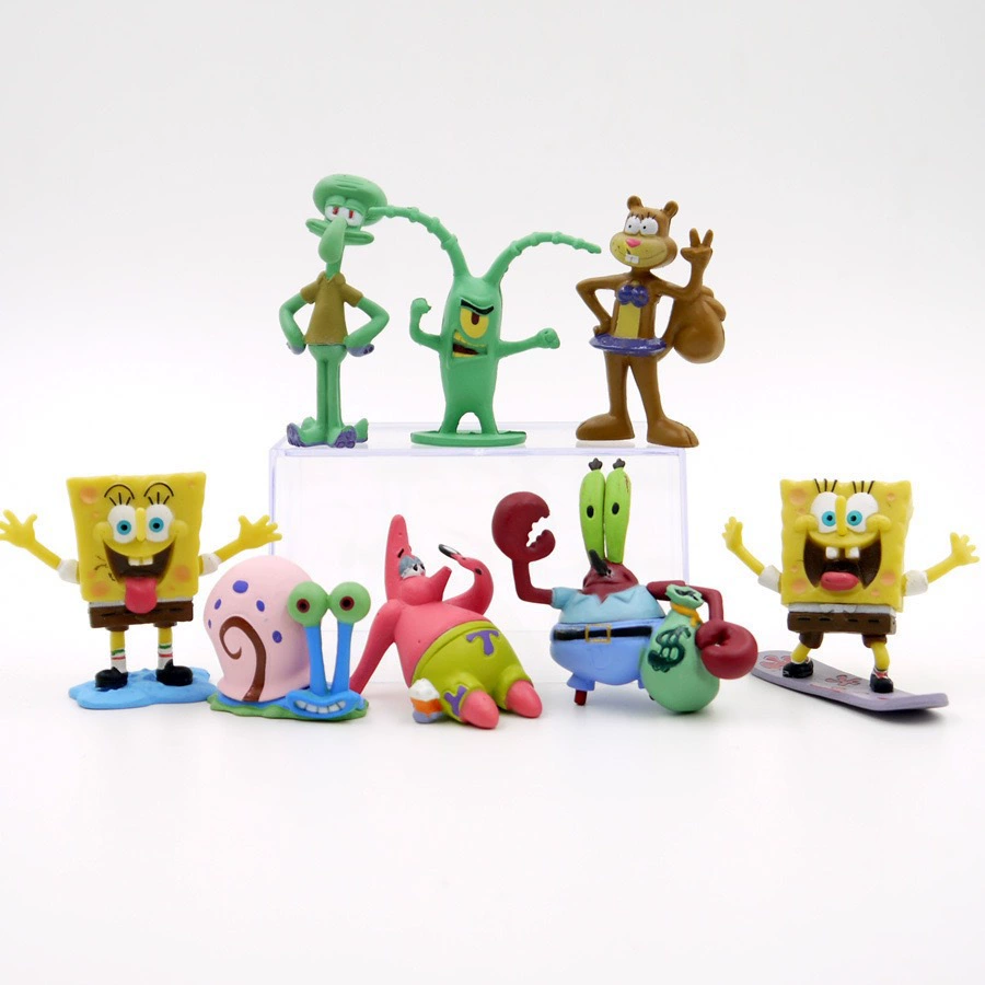 Набор мини-фигур из ПВХ губки-игрушка, 8 шт., мультяшные куклы, подарок на день рождения, Гуандун