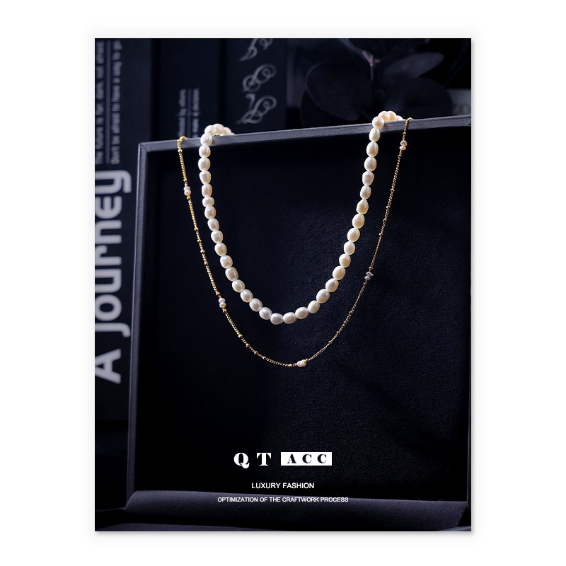 Retro organic elegant fashionable design necklace from pearl