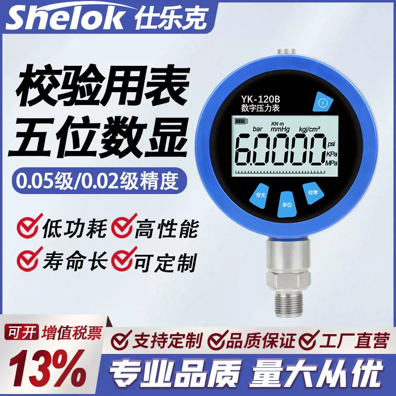 仕乐克0.02/0.05级高精度数字压力表数字精密数显压力表绝压120b