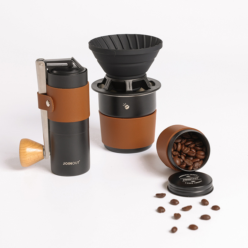 Set de café artesanal para exteriores, combo individual con filtro, taza, recipiente para granos, cafetera, portátil para uso doméstico