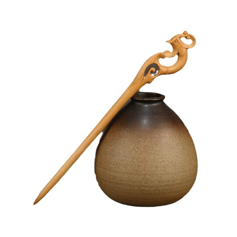 Китайская шпилька для волос, чаджан, двусторонняя вырезанная Hanfu, аксессуар, простой деревянный зажим для волос