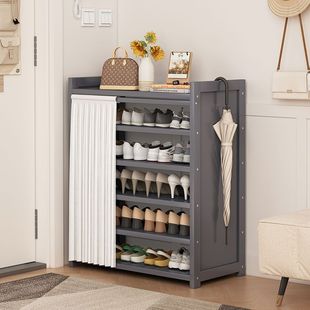 Shoe Rack Multi-Layer Household Simple Dust-Proof Curtain Shoe Cabinet Entrance Door Wall Bedroom Room Side Storage Manufacturer