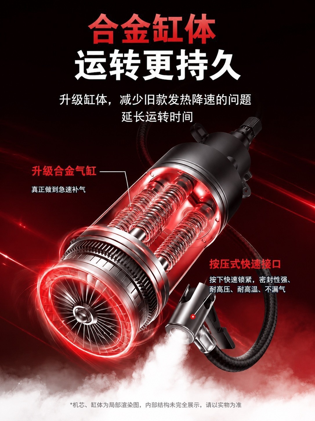 Car air pump with digital display and lighting for tire pressure detection, car inflator, electric vehicle automatic inflator