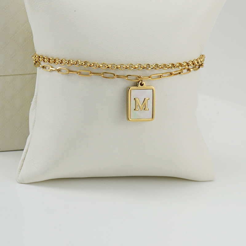 Daily Occasion 304 Stainless Steel Material Fashion Letter 304 Stainless Steel 18K Gold Plated Shell Stainless Steel Bracelets In Bulk