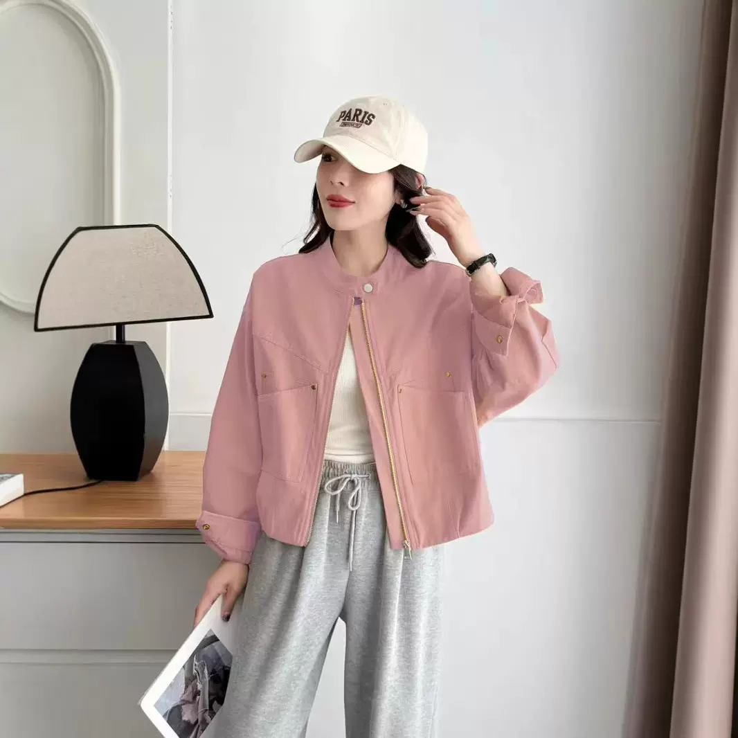 时尚立领短款外套女2025春季新款韩版小个子设计洋气百搭夹克上衣