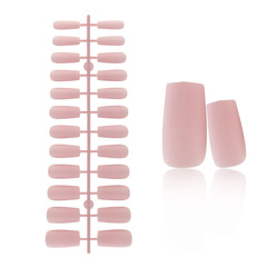 精品跨境24片整條磨砂方形穿戴甲啞光純色毛胚全貼假指甲美甲甲片