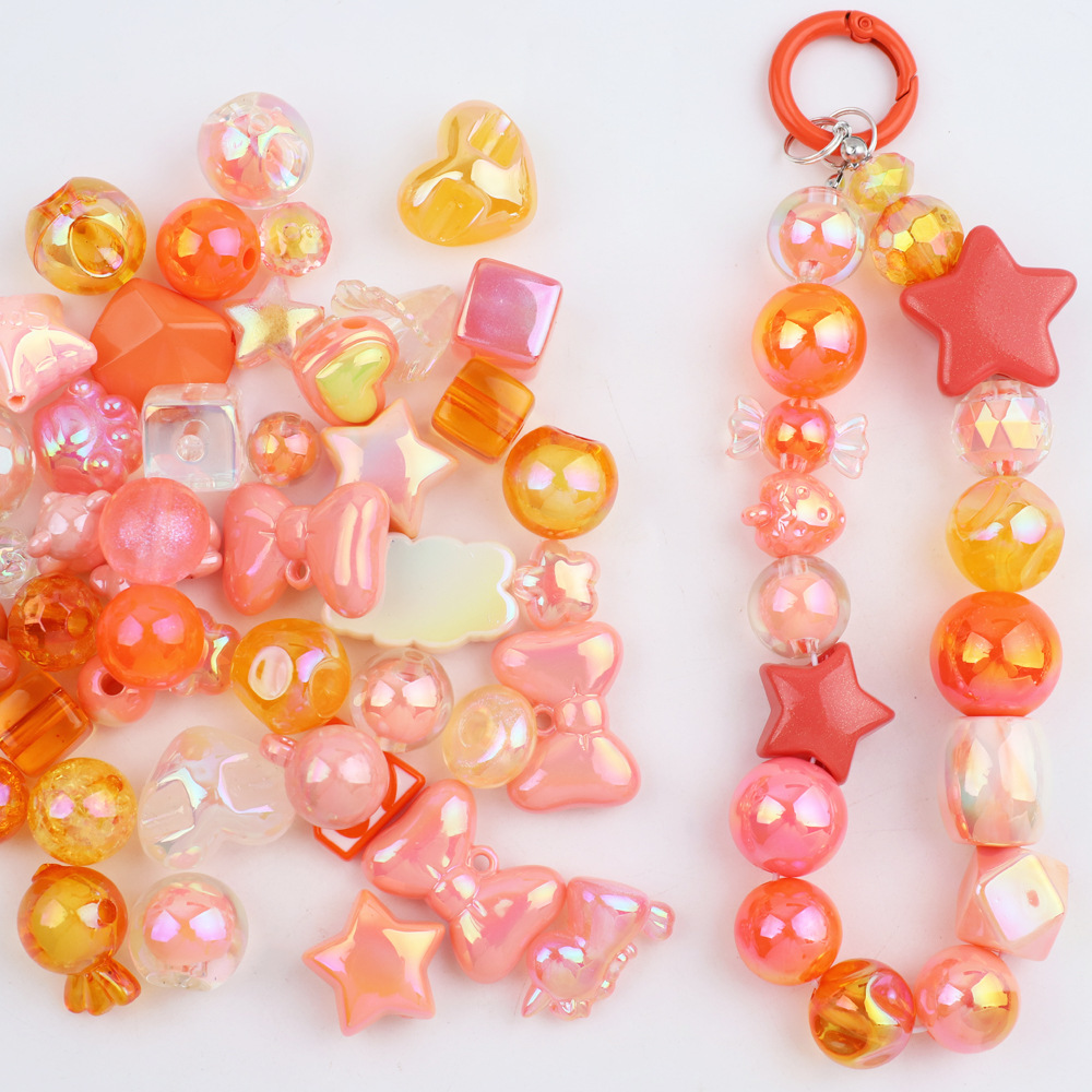 電気メッキUVカラー高光沢異形人魚姫穴あきビーズ手作りDIYネックレス携帯ストラップ材料パックアクセサリー