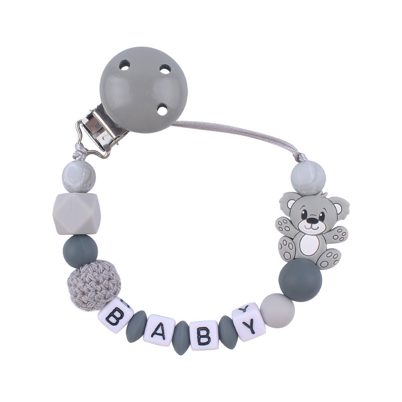 Nuevo bebé suministros de dibujos animados animal oso calmante bebé Cadena de chupete de silicona mordedura cadena anti-caída molar