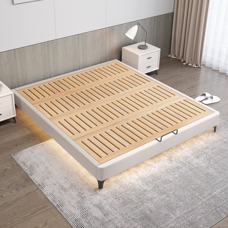 All Solid Wood Bedsideless Tatami Bed, Beech Wood Frame, Small Apartment, Italian Minimalist Bed Frame, B&B Edge-To-Edge Bed