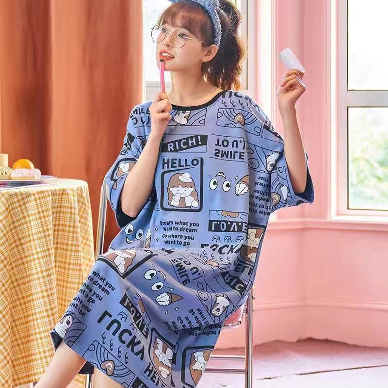 2024 nuevo camisón de verano de las mujeres más tamaño de manga corta de dibujos animados linda chica leche cruda Hu pijamas verano image 31